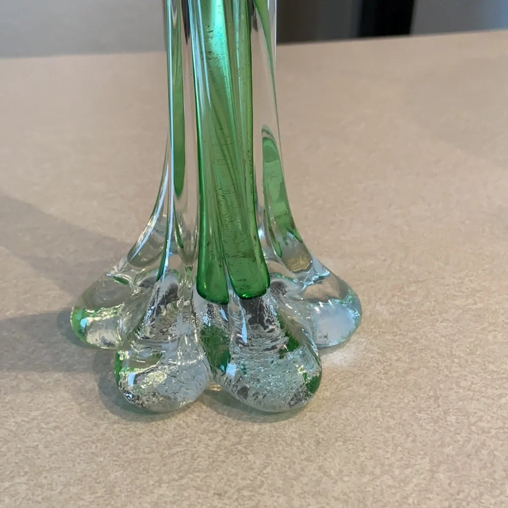Vintage Green Swirl Bud Vase